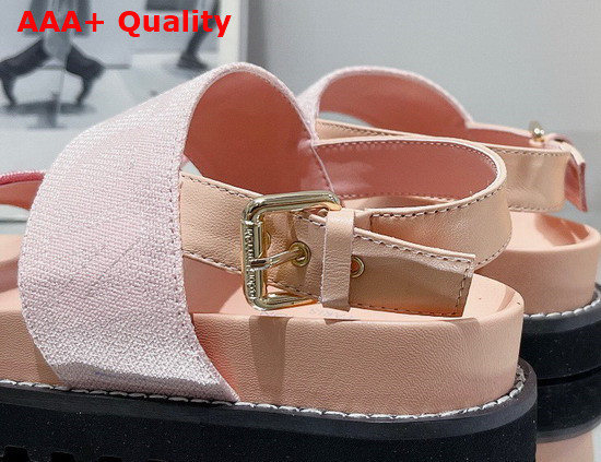 Louis Vuitton Paseo Flat Comfort Sandal Pink Monogram Denim and Calf Leather Replica