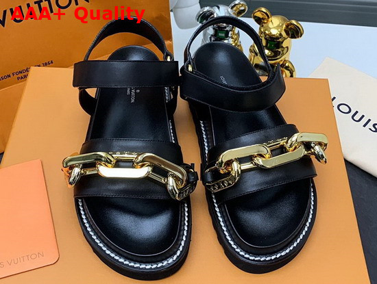 Louis Vuitton Paseo Flat Comfort Sandal in Black Calf Leather 1A8VS9 Replica