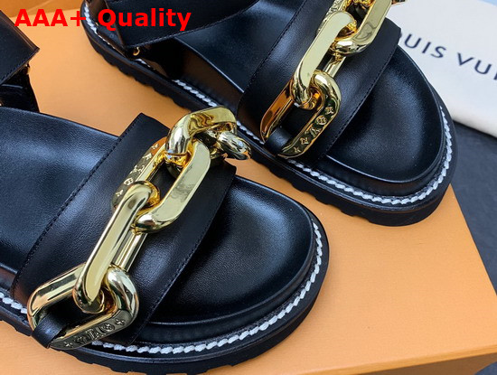 Louis Vuitton Paseo Flat Comfort Sandal in Black Calf Leather 1A8VS9 Replica