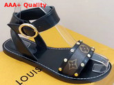 Louis Vuitton Passenger Sandal Black Calf Leather and Patent Monogram Canvas Replica