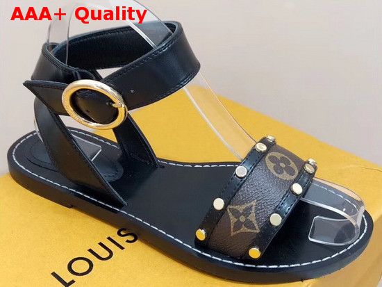 Louis Vuitton Passenger Sandal Black Calf Leather and Patent Monogram Canvas Replica