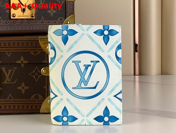 Louis Vuitton Passport Cover Lagoon Bluel Monogram Tiles Coated Canvas Replica