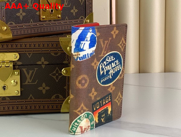 Louis Vuitton Passport Cover in Monogram Coated Canvas Printed with Vintage Hotel Labels M83519 Replica