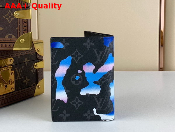 Louis Vuitton Passport Covers Blue and Purple Sunrise Monogram Eclipse Coated Canva Replica