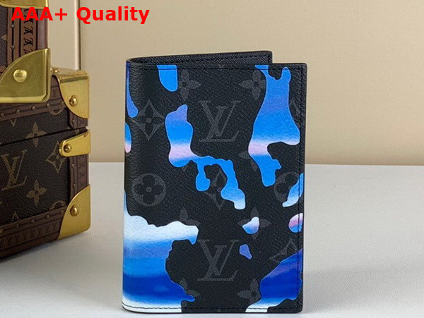 Louis Vuitton Passport Covers Blue and Purple Sunrise Monogram Eclipse Coated Canva Replica