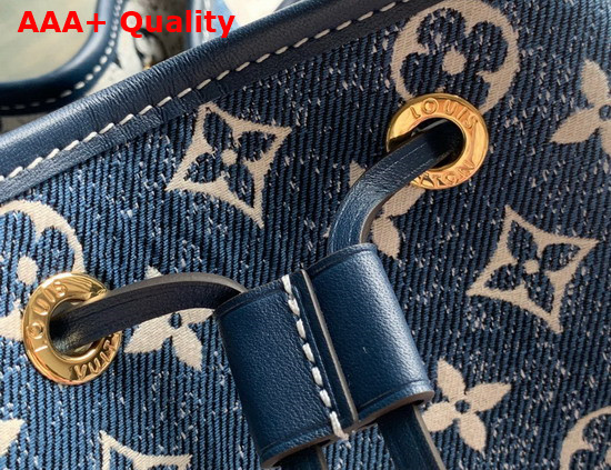 Louis Vuitton Petit Noe Bucket Bag in Navy Blue Denim Jacquard Textile M59606 Replica