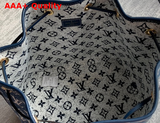 Louis Vuitton Petit Noe Bucket Bag in Navy Blue Denim Jacquard Textile M59606 Replica