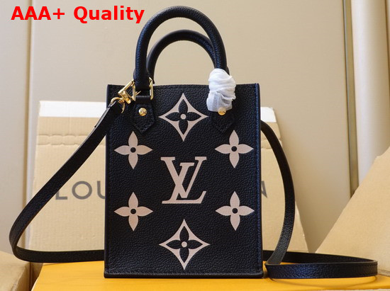 Louis Vuitton Petit Sac Plat Bicolor Monogram Empreinte Leather Black Beige M57937 Replica