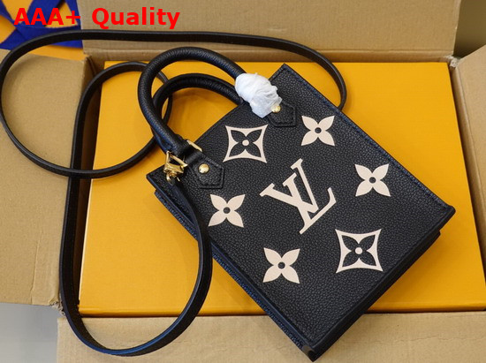 Louis Vuitton Petit Sac Plat Bicolor Monogram Empreinte Leather Black Beige M57937 Replica