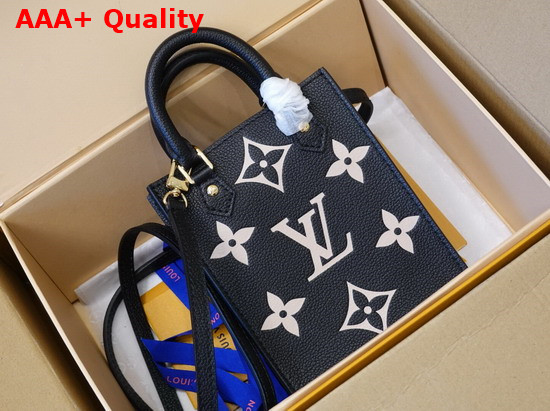 Louis Vuitton Petit Sac Plat Bicolor Monogram Empreinte Leather Black Beige M57937 Replica