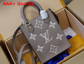 Louis Vuitton Petit Sac Plat Bicolor Monogram Empreinte Leather Galet Gray Beige Replica