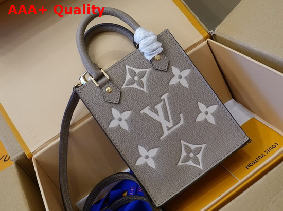 Louis Vuitton Petit Sac Plat Bicolor Monogram Empreinte Leather Galet Gray Beige Replica