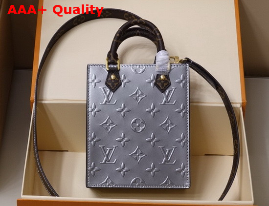 Louis Vuitton Petit Sac Plat Monogram Vernis Leather Metallic Taupe Grey M90564 Replica