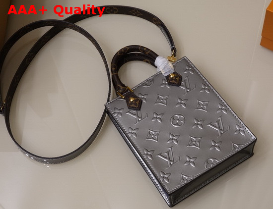 Louis Vuitton Petit Sac Plat Monogram Vernis Leather Metallic Taupe Grey M90564 Replica