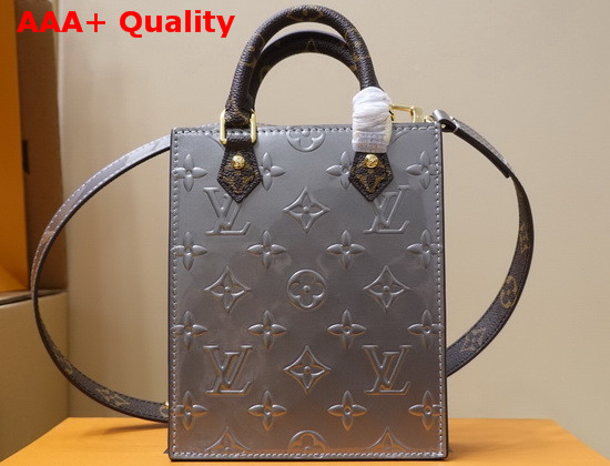 Louis Vuitton Petit Sac Plat Monogram Vernis Leather Metallic Taupe Grey M90564 Replica