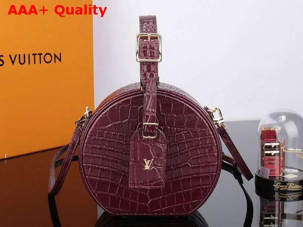 Louis Vuitton Petite Boite Chapeau Burgundy Crocodilian Leather Replica