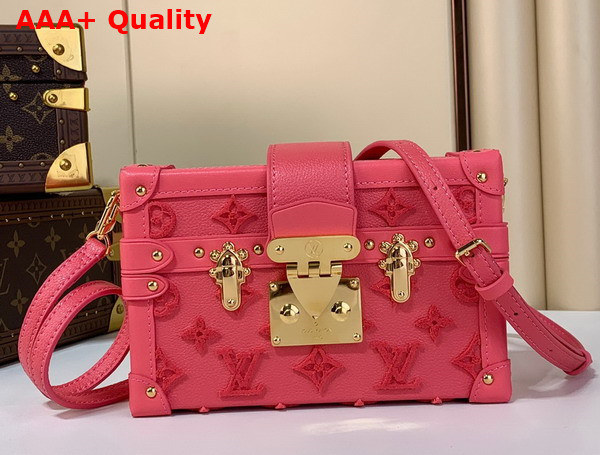 Louis Vuitton Petite Malle Handbag Fluo Pink Tufted Grained Calfskin Leather M20745 Replica