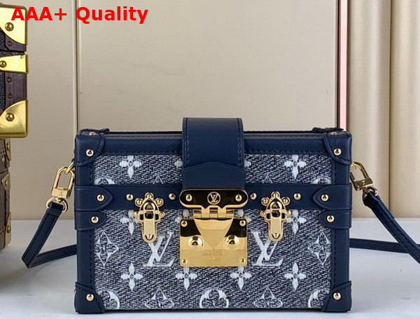 Louis Vuitton Petite Malle Handbag in Blue Monoglam Coated Canvas Replica