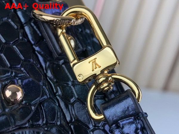 Louis Vuitton Petite Malle Handbag in Cosmic Blue Brilliant Alligator Leather N81604 Replica