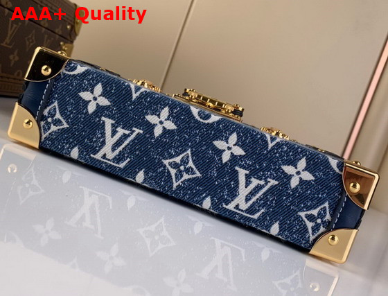 Louis Vuitton Petite Malle Handbag in Navy Blue Monogram Jacquard Denim Replica