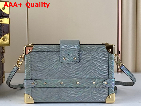 Louis Vuitton Petite Malle Handbag in Pale Blue Lizard Leather Effect Cowhide Leather Replica