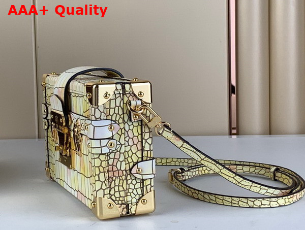 Louis Vuitton Petite Malle Handbag in Yellow Brilliant Alligator Leather Replica