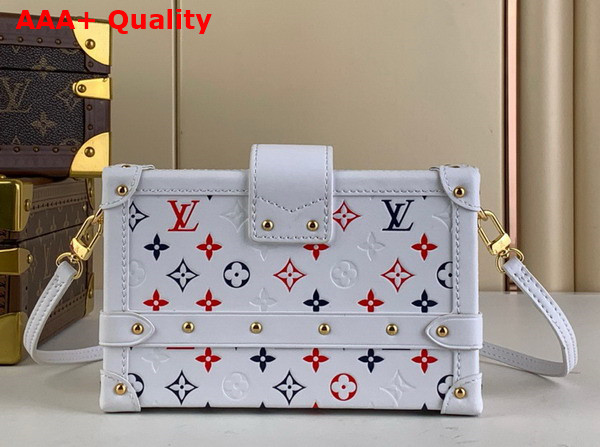 Louis Vuitton Petite Malle Tricolore is Made From White Lambskin with a Monogram in Red White and Blue M23541 Replica