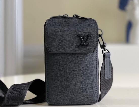 Louis Vuitton Phone Pouch in Black Grained Calf Leather M57089 Replica