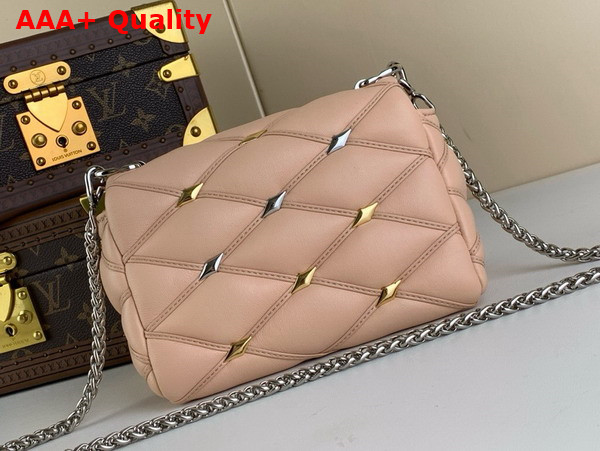 Louis Vuitton Pico Go 14 Bag in Beige Quilted Lambskin in the Distinctive Malletage Pattern Replica