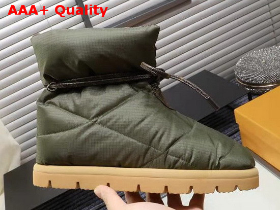 Louis Vuitton Pillow Comfort Ankle Boot Khaki Green Nylon Down Interior 1A8T3O Replica