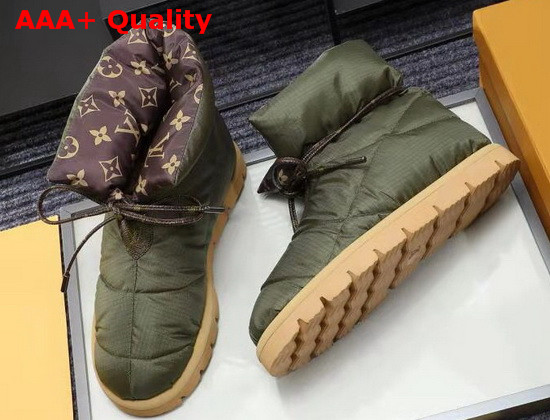 Louis Vuitton Pillow Comfort Ankle Boot Khaki Green Nylon Down Interior 1A8T3O Replica