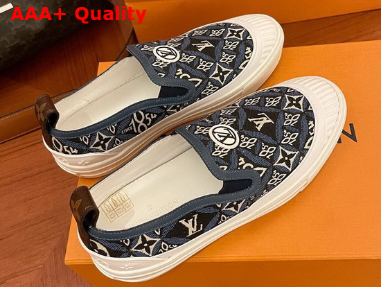 Louis Vuitton Playtime Slip On Sneaker in Blue Since 1854 Jacquard Canvas Replica