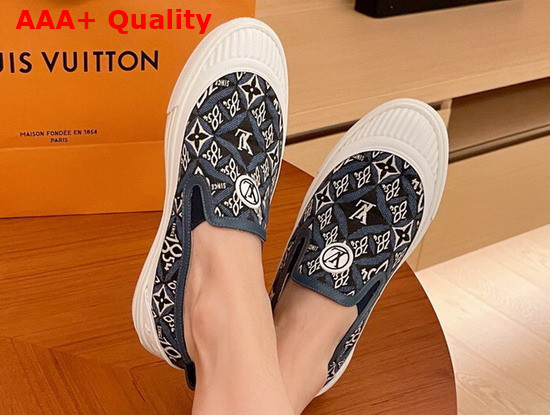 Louis Vuitton Playtime Slip On Sneaker in Blue Since 1854 Jacquard Canvas Replica