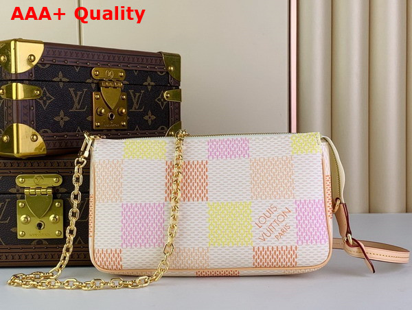 Louis Vuitton Pochette Accessoires Peach Pink Damier Coated Canvas N40642 Replica