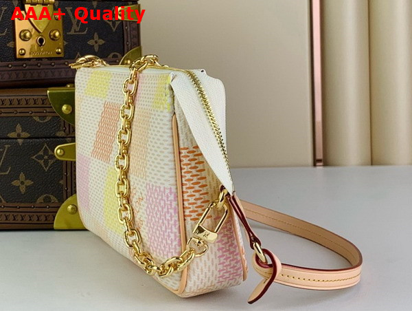 Louis Vuitton Pochette Accessoires Peach Pink Damier Coated Canvas N40642 Replica