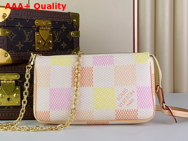 Louis Vuitton Pochette Accessoires Peach Pink Damier Coated Canvas N40642 Replica