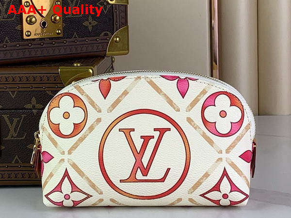 Louis Vuitton Pochette Cosmetique PM Coral Monogram Tiles Coated Canvas M11239 Replica