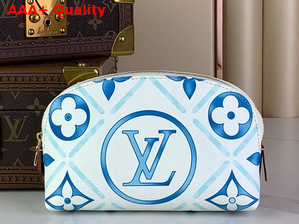 Louis Vuitton Pochette Cosmetique PM Lagoon Blue Monogram Tiles Coated Canvas Replica