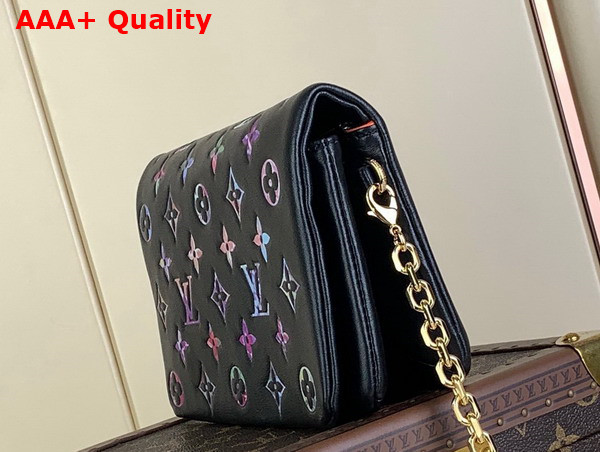 Louis Vuitton Pochette Coussin Black Puffy Lambskin with Multicolor Monogram Motif Replica