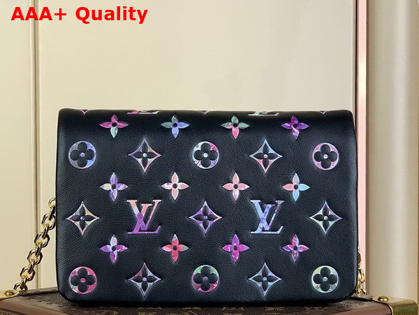 Louis Vuitton Pochette Coussin Black Puffy Lambskin with Multicolor Monogram Motif Replica