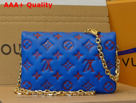 Louis Vuitton Pochette Coussin Blue Red Monogram Embossed Lambskin M80743 Replica