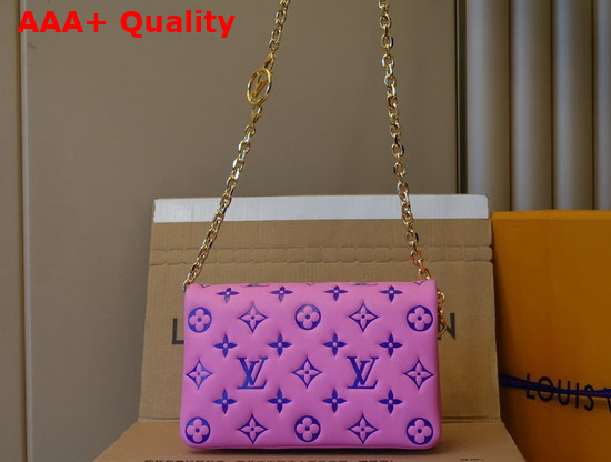 Louis Vuitton Pochette Coussin Pink Purple Monogram Embossed Lambskin M80745 Replica