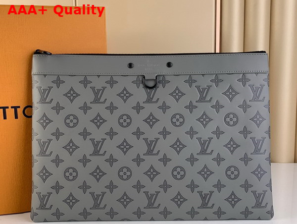 Louis Vuitton Pochette Discovery Anthracite Gray Monogram Shadow Calf Leather M81385 Replica