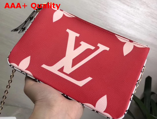 Louis Vuitton Pochette Double Zip Red Pink Monogram Coated Canvas M67561 Replica