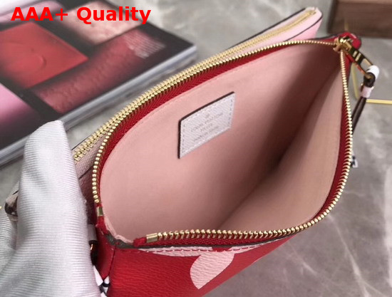 Louis Vuitton Pochette Double Zip Red Pink Monogram Coated Canvas M67561 Replica