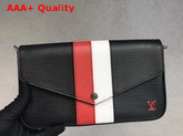 Louis Vuitton Pochette Felicie Black Epi Leather with Two Tone Stripe Replica