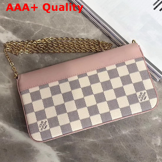 Louis Vuitton Pochette Felicie Handbag Damier Azur Coated Canvas and Cowhide Leather Rosewater Pink N60235 Replica