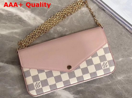 Louis Vuitton Pochette Felicie Handbag Damier Azur Coated Canvas and Cowhide Leather Rosewater Pink N60235 Replica