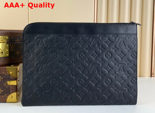 Louis Vuitton Pochette Jour Black Monogram Shadow Embossed Cowhide Leather M82080 Replica