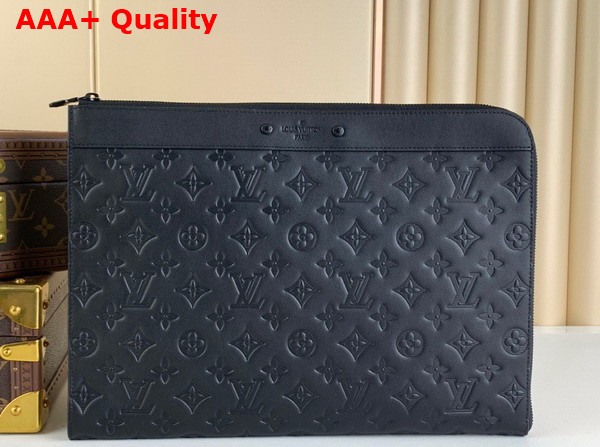 Louis Vuitton Pochette Jour Black Monogram Shadow Embossed Cowhide Leather M82080 Replica